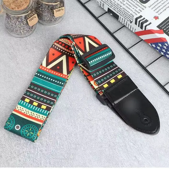 Artistic Print Adjustable Leather Guitar Strap