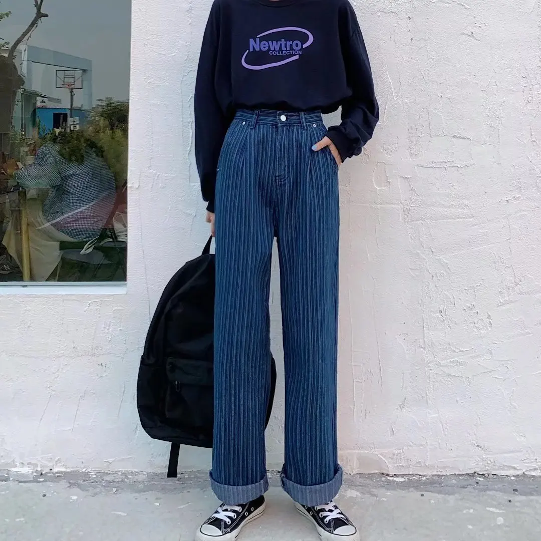 Feynzz Women Pant Woman Jeans High Waist Denim Pants Wide Leg Denim Clothing Blue Jeans Vintage Quality  Fashion Straight Pants mom jeans