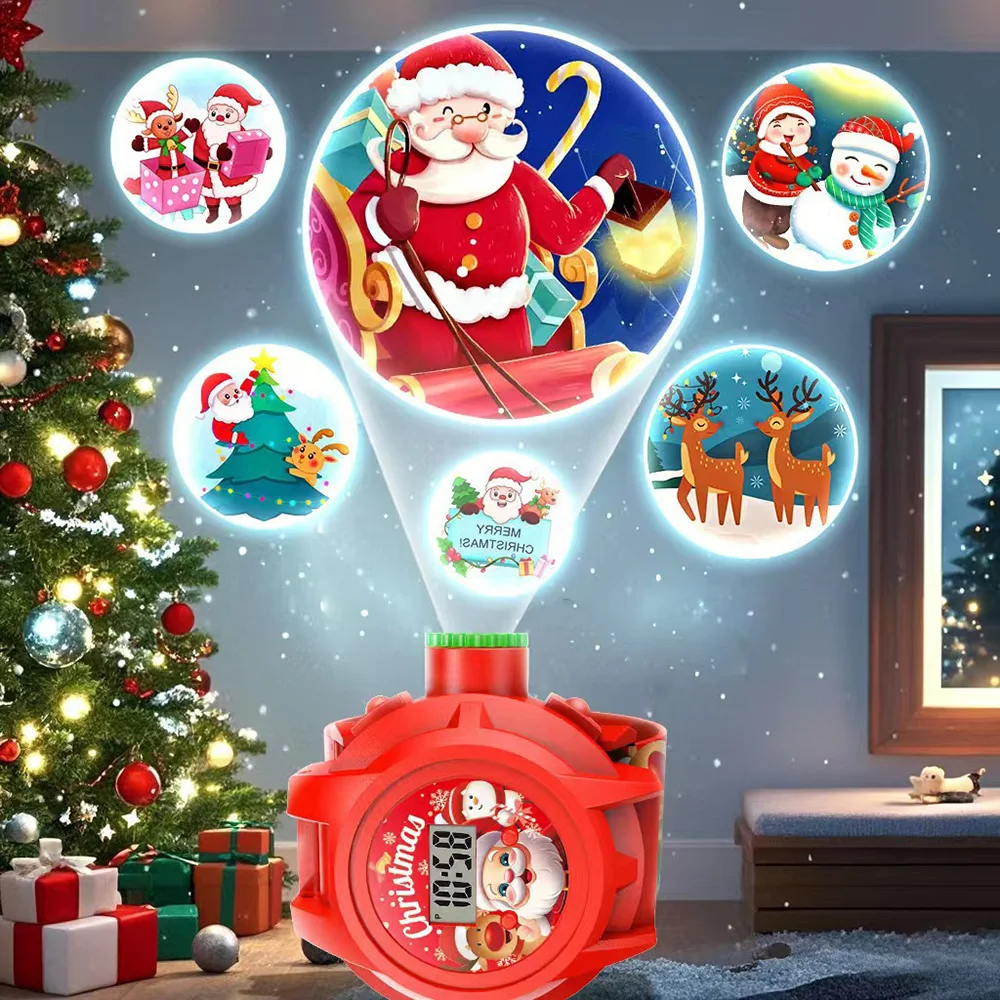 1pc-Christmas Children's Projection Watch Santa Claus Cartoon Design for Boys and Girls, Is An Ideal Christmas Gift.
