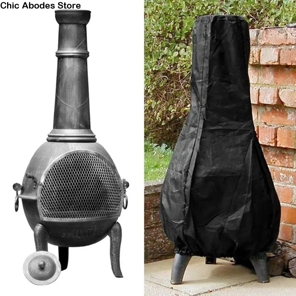 Rain Water Resistant Wind Proof Outdoor Waterproof Dust Proof Rain Protector Furnace Stove Cover BBQ Accessories Chiminea Cover