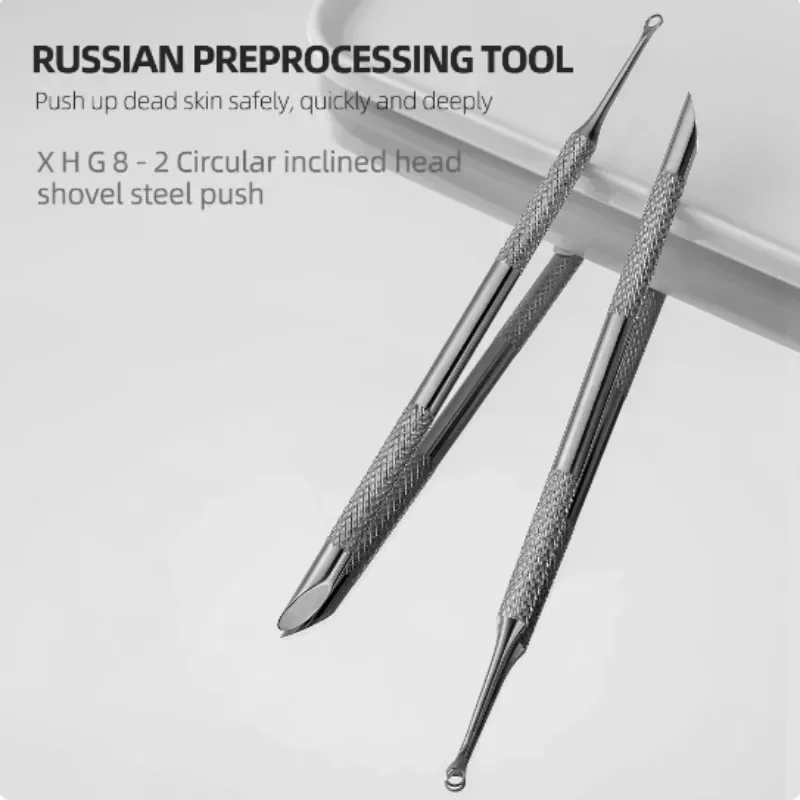 New Nail Double-ended Use Stainless Steel Circle Beveled Head Cuticle Pusher Remover Manicure Sticks Tool Nail Art Tool 2