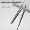 New Nail Double-ended Use Stainless Steel Circle Beveled Head Cuticle Pusher Remover Manicure Sticks Tool Nail Art Tool 2
