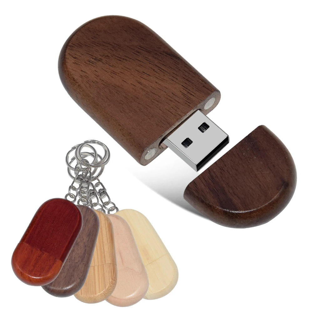 50PCS/Lot USB 2.0 Wooden pendrive with Key Chain Usb Flash Drive 4GB 8GB 16G 32GB memoria usb 64gb Wedding Memory Gift