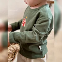 Ins Autumn Toddler Baby Boys Tees Cotton Retro Printed Casual Infant Boys Long Sleeves Loose Boutique Children Boys Pullover Top 2