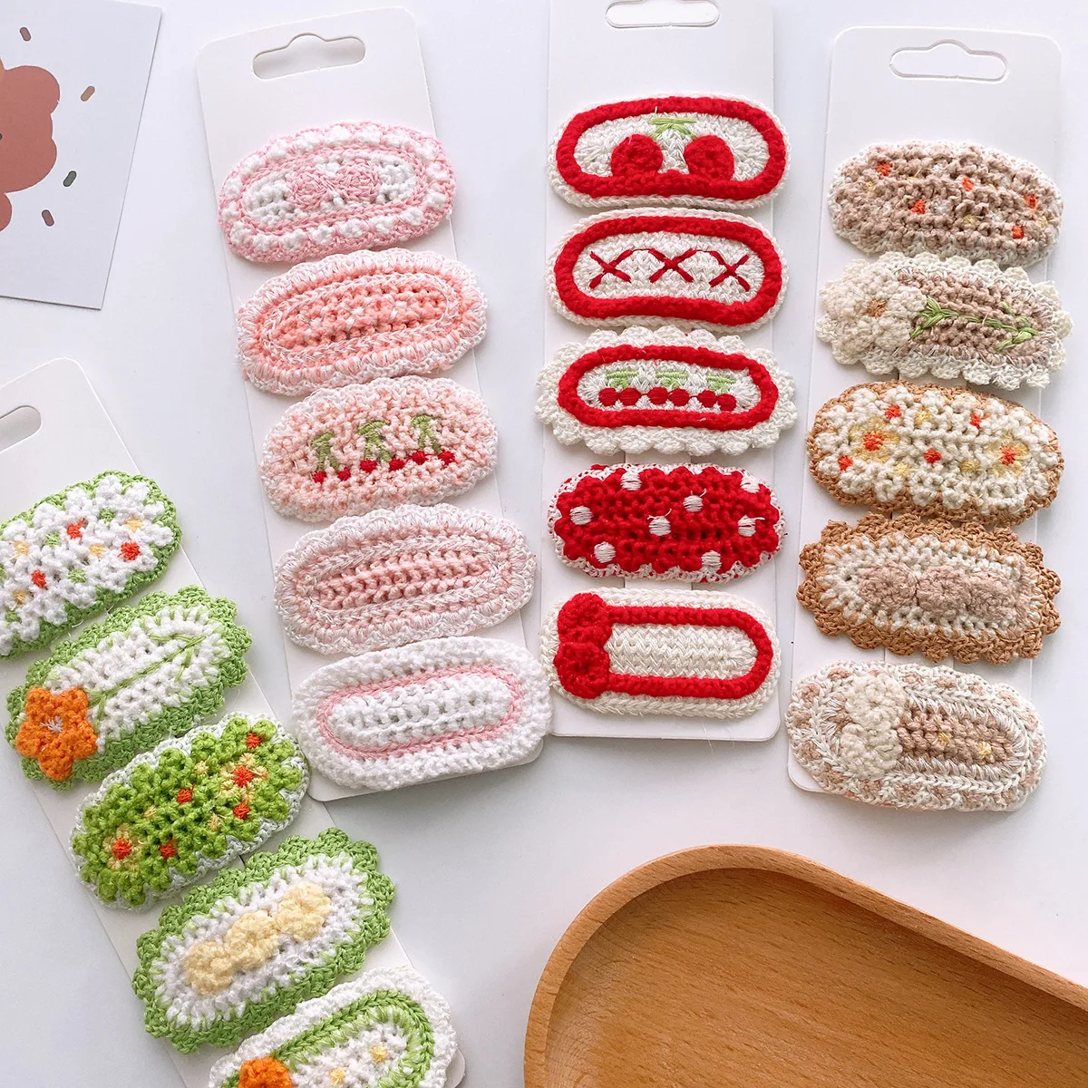 5 Teile/los Gestrickte Plüsch Floral Haarnadeln Für Mädchen Nette Haar Clips Blume Seite Clips Baby Süße BB Clip Kinder Haar Zubehör – Detail 12