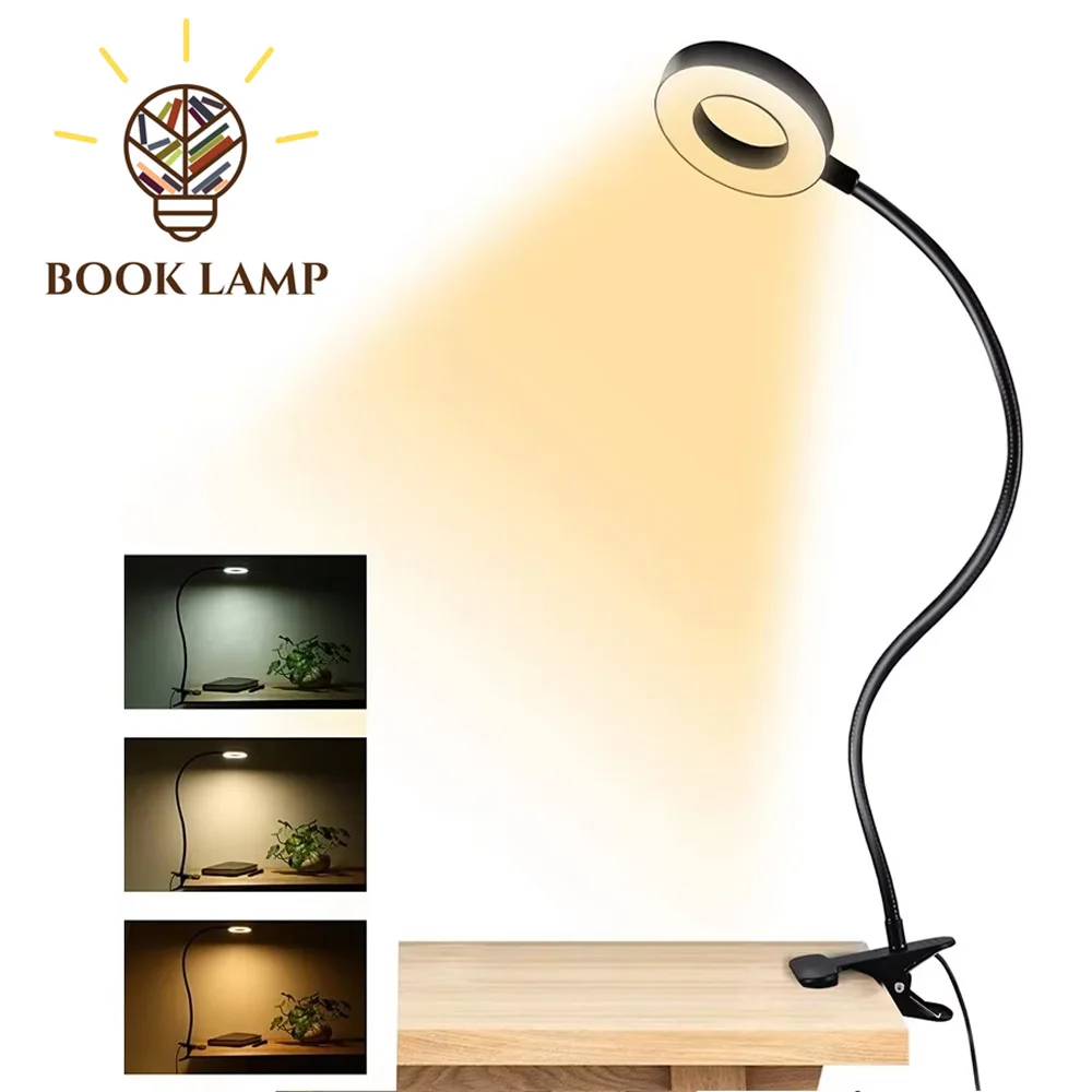 48개의 LED 클립 온 데스크 램프 360 ° 유연한 구즈넥 독서용 테이블 라이트 눈 보호 USB 클램프 북 라이트 야간 독서등