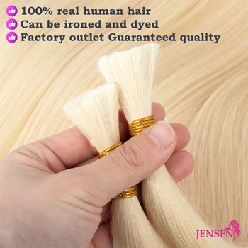 JENSFN Bulk Hair Extensions Human Hair Straight real Natural Hair 50g/Strand #613 60 Brown Blonde Salon Supplies 16"-26" Inch 1