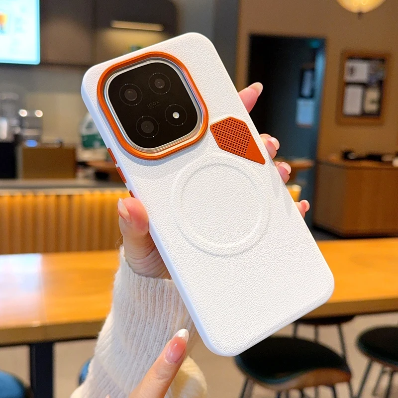 ELVEV Magnetic Luxury PU Leather Dropproof Phone Case with Heat Dissipation Protection