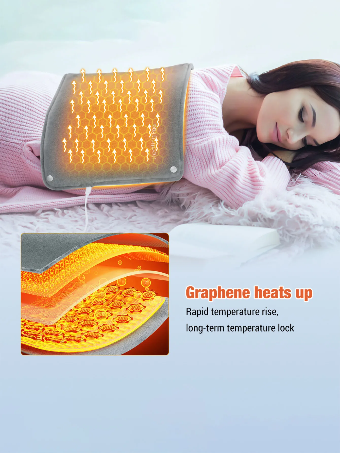 USB 5V Electric Heating Pad for Cramps & Back Pain Relief Heat Pad with 59 INCH Cable Mini Heated Blanket