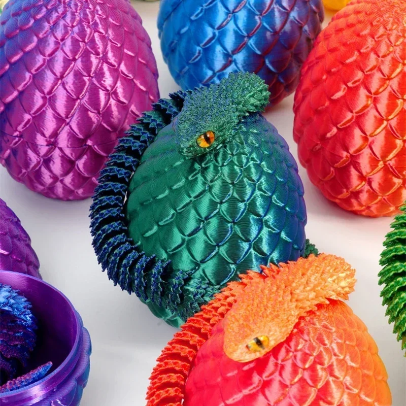 New 3D Printed Gem Snake Egg Dragon Home Decoration Rotatable Articulated Crystal Snake for Kid Gifts Toys Desktop Ornaments