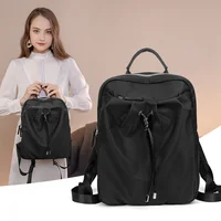 Bag for Woman Aesthetic Backpack Fashion Design Girl Bags Pleated Fabric Drawstring Cute Thin Back Pack Foldable Light Schoolbag 2