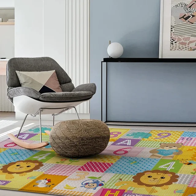 100*180cm Baby Play Mat Foldable Children Carpet Double-Sided Pattern Kid Room Carpet Educational Activity Surface Easy to Carry 4