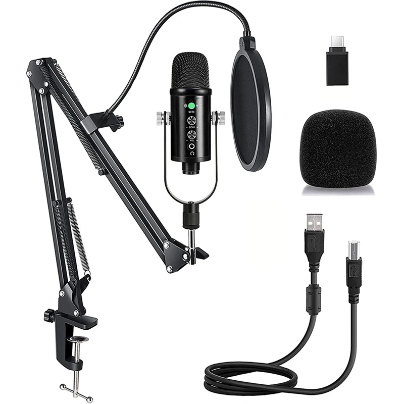 

HOT-USB Microphone,Condenser Game Microphone,Plug&Play Podcast Mic,With Boom Arm,For Streaming Media,Recording,Youtube,Etc