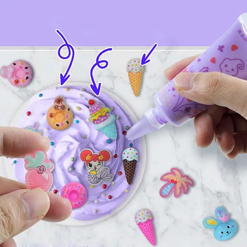 Cute Cartoon Stickers Cream Glue DIY Guka Card Set Goo Card Sticker Gift Box Children Gifts Ins Craft Material Kit Creative Toy