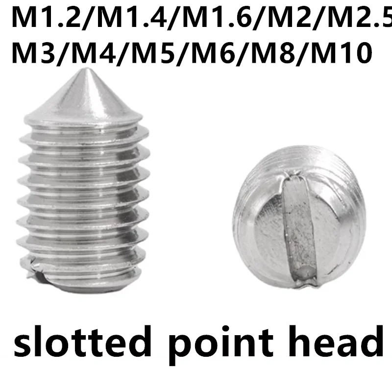 

M1.2/M1.4/M1.6/M2/M2.5/M3/M4/M5/M6/M8/M10 stainless steel 304 slotted point head small screw nonehead headless grub screw 1199