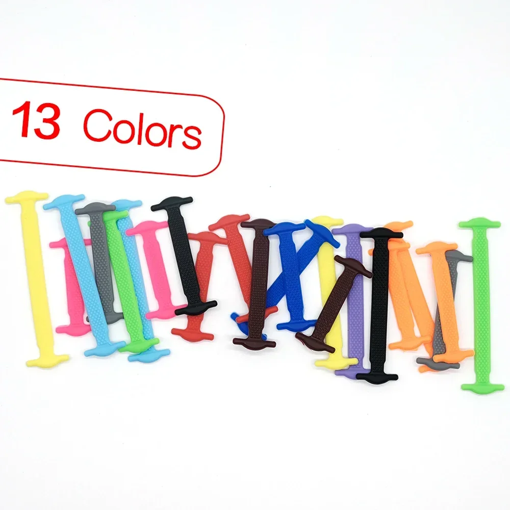 Chaussures élastiques en Silicone, sans cravate, créatives, en caoutchouc, dentelle, 13 couleurs, baskets pour enfants et adultes, 16 pièces/lot_voghion.com