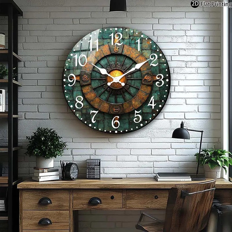 Wooden Silent Wall Clock Ancient Compass Design Quartz Analog Clock Kitchen Home Idea Christmas Halloween etc