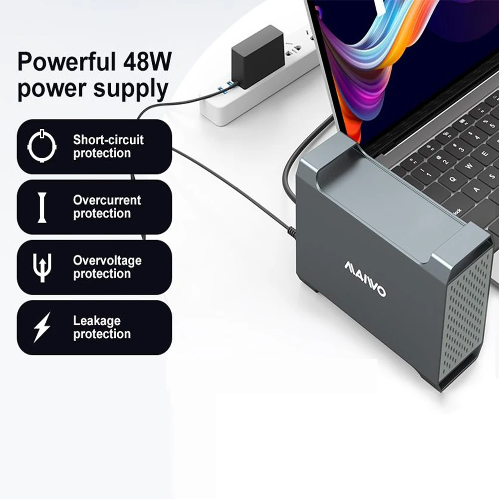 MAIWO RAID Ÿ C 3.5 ġ SATA HDD SSD Ŭ, ˷̴ HDD ̽, ڵ , ϵ ̺ ũ  ĳ, ִ 10Gbps, 2 