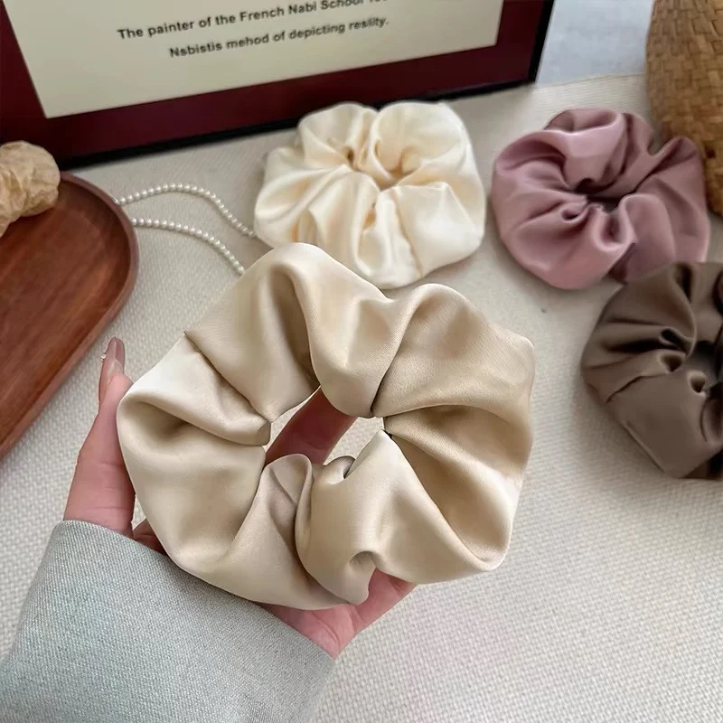 Retro Elegant Solid Color Silk Intestine Hair Ring Hair Band Elastic Bands Girls' Women Accessories Ponytail Holder