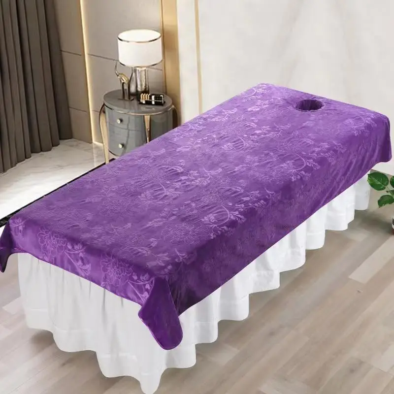 Soft Flannel Velvet Beauty Bedspread Beauty Bed Sheet SPA Massage Treatment Bed Table Cover Salon Sheet With / Without Hole