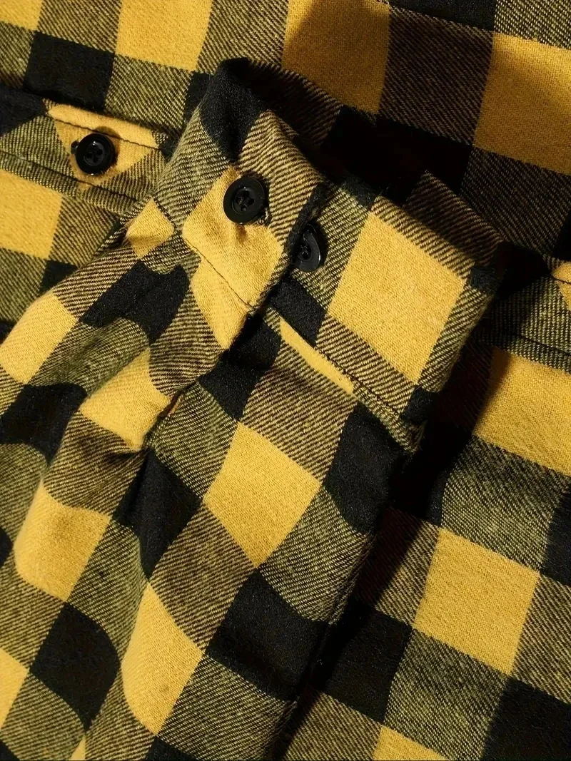 Frühling Herbst Herren Kapuzenpullover Klassischer Karierter Lässiger Knopf-Kapuzenpullover Langarm-Mantel Doppelte Taschen Kapuzenpullover Herren Strickjacke Oberteil – Detail 10