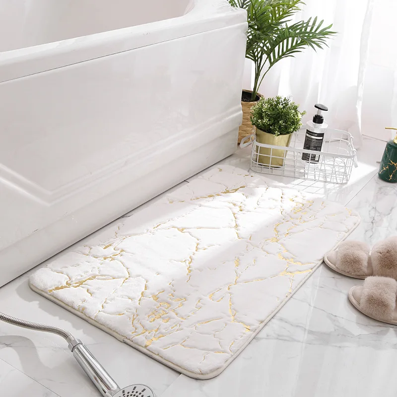 Marble Blue Bathroom Mat Anti-slip Water Absorbent Mat For