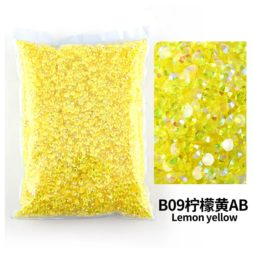 Bulk Wholesale Jelly Color AB Transparent Faceted FlatBack Resin Rhinestones for Nail Art & Garment Decoration