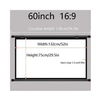 60-inch 16:9 foldable anti-wrinkle washable white projector-mounted screen for indoor and outdoor use, suitable for home theater - Image 2