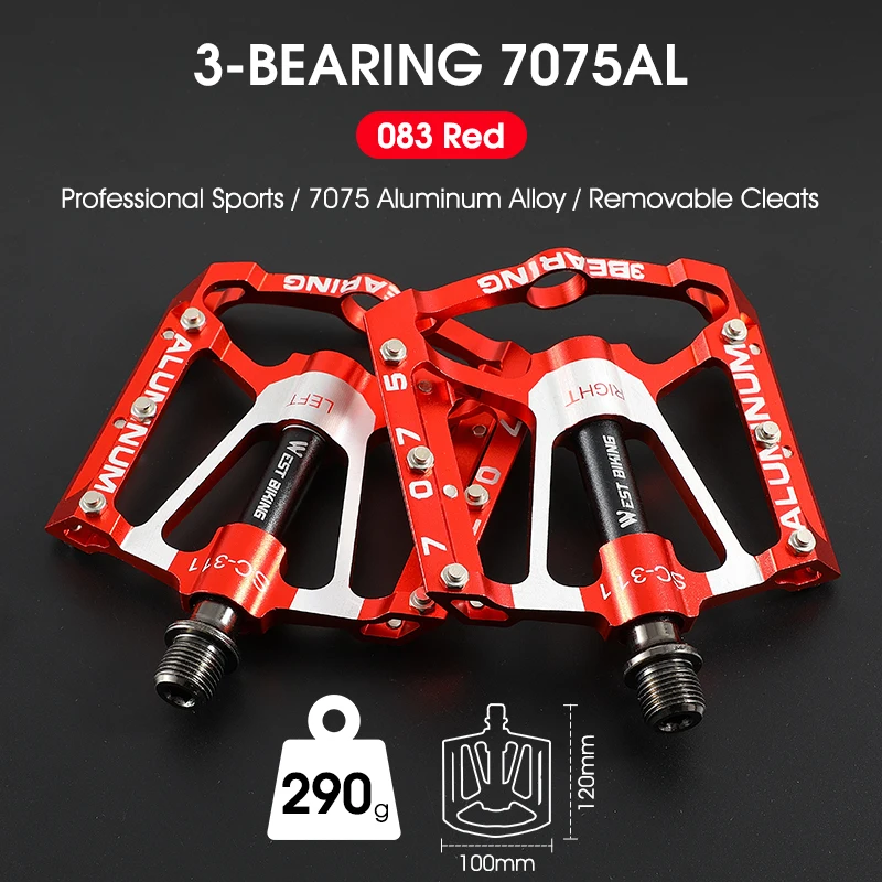 WEST BIKING – Pédales De Vélo Antidérapantes à 3 Roulements En Alliage D%27aluminium Durable Po T I.1333275764