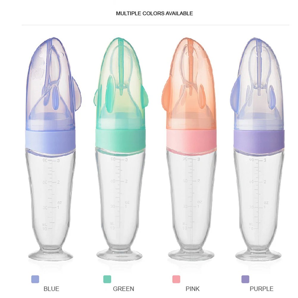 

Suction Cup Complementary Food Bottle Rice Paste Feeder Baby Rice Bottle Dustproof Lip Baby Silicone Bottle Baby Feeding Bottle