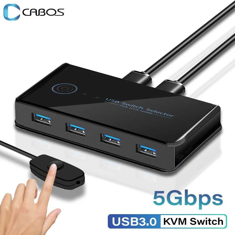 Conmutador USB 3,0 KVM, conmutador compartido, 2 entradas, 4 salidas, para ordenador portátil, PC, teclado, ratón, impresora, controlador, adaptador Hub