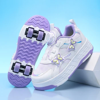 Roller Skates Girl 4 Wheels Sneakers  Kid Fashion Casual Sport Quad Skates Children Skating Shoes