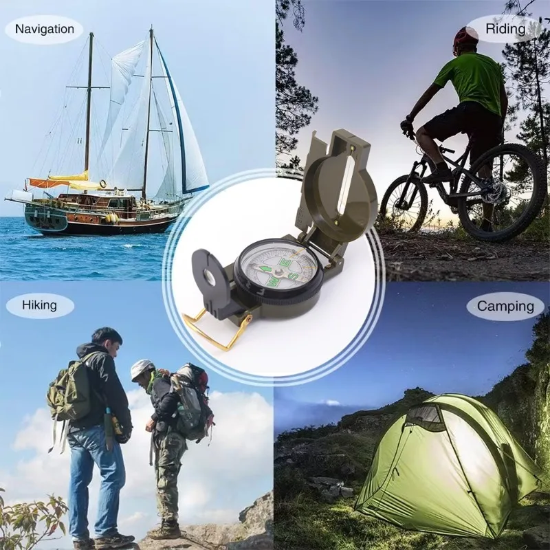 Waterproof Compass Waterproof High Precision Compass Outdoor Gadget Sports Hiking Mountaineering Professional Military Army Metal Sight Camping