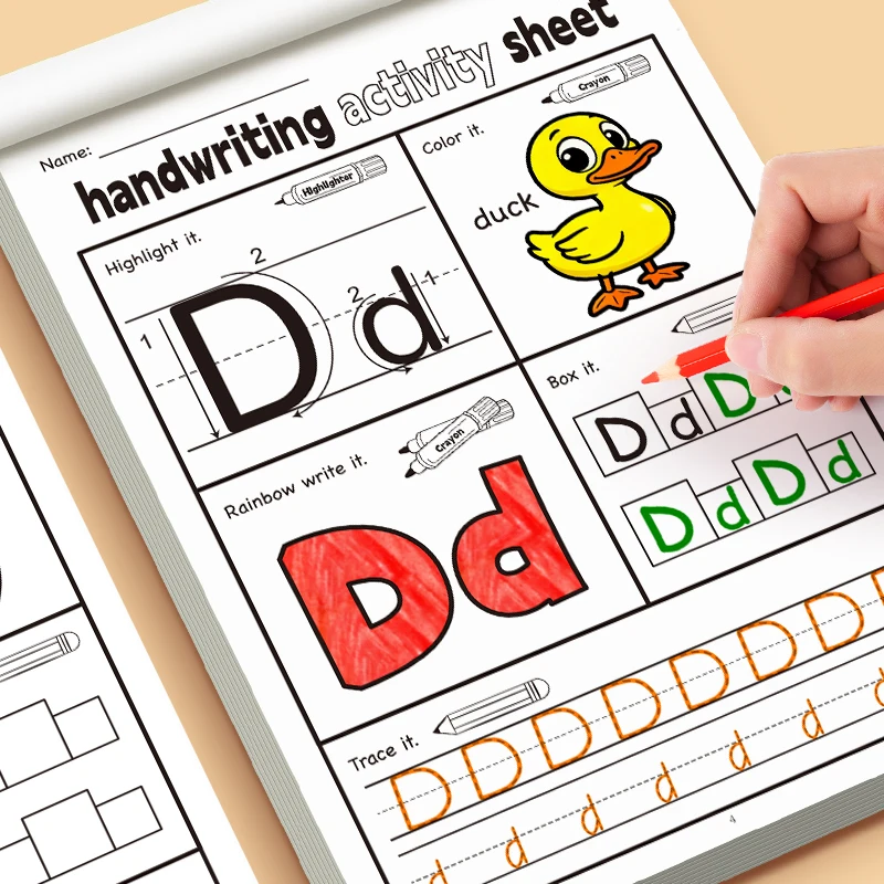 English Letter Handwriting Exercise Book Children's Fun Activity Copybook Containing Fun Illustrations 5 Types Interactive Games - 6