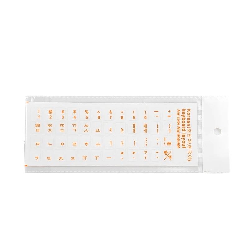 Korean Language Transparent Keyboard Lettering - Clear Stickers in 6 Vibrant Colors