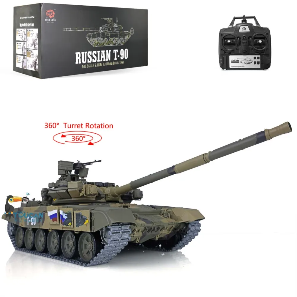 1/16 HENG LONG RC 탱크 7.0 업그레이드 러시아 T90 RTR 3938 360도 회전 기능 포함 °   터렛 레드 아이즈 원격 조종 자동차 RC 장난감 모델 TH17848