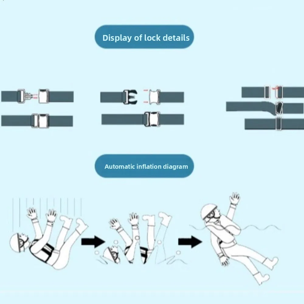 Adjustable Automatic Inflatable Life Jacket with Reflective Strips High Buoyancy Buoyancy Vest Safety Whistle