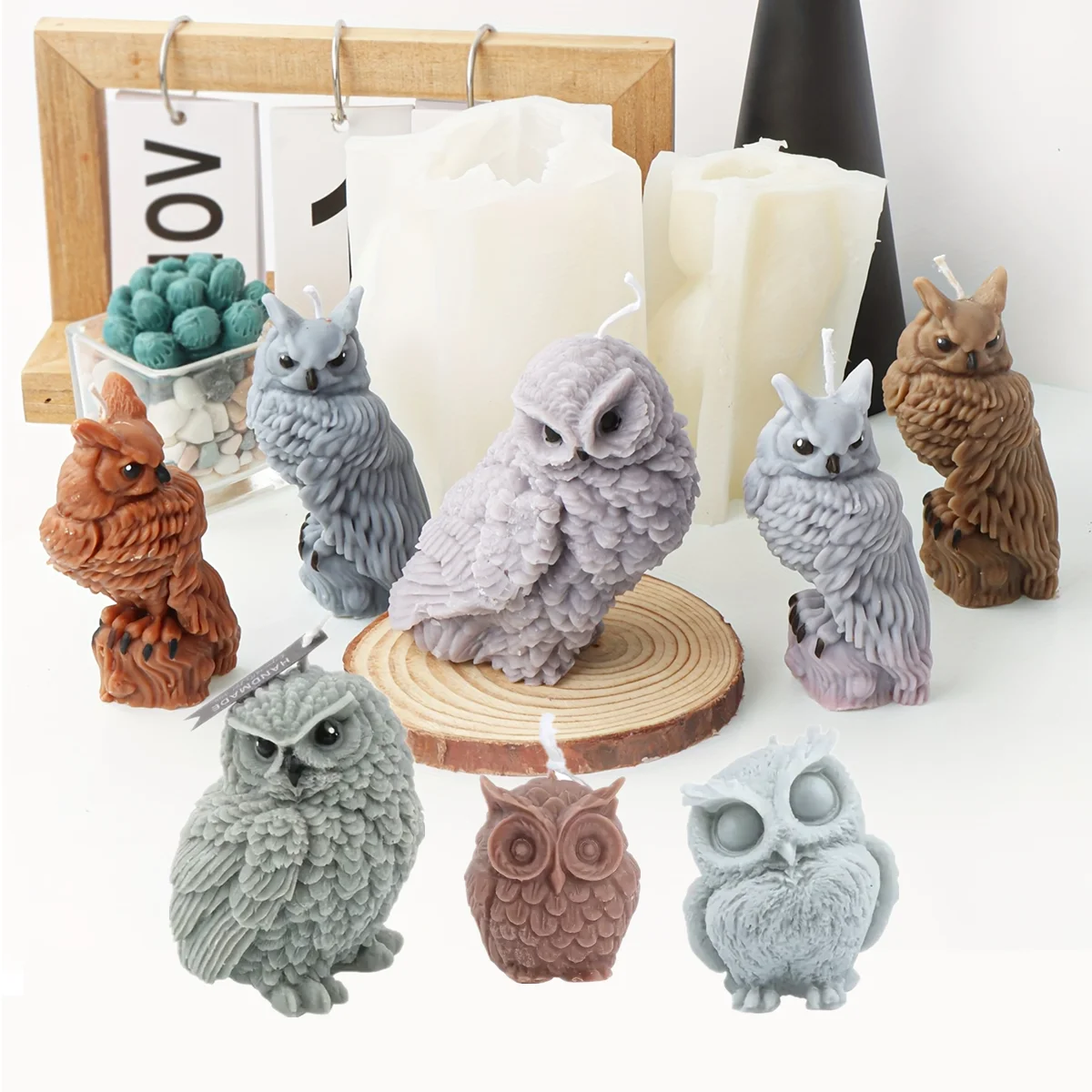 Silicone Candle Molds 3D Owl Shape Making Resin Aromatherapy Candles Handmade Wax Soap Home Decor Craft