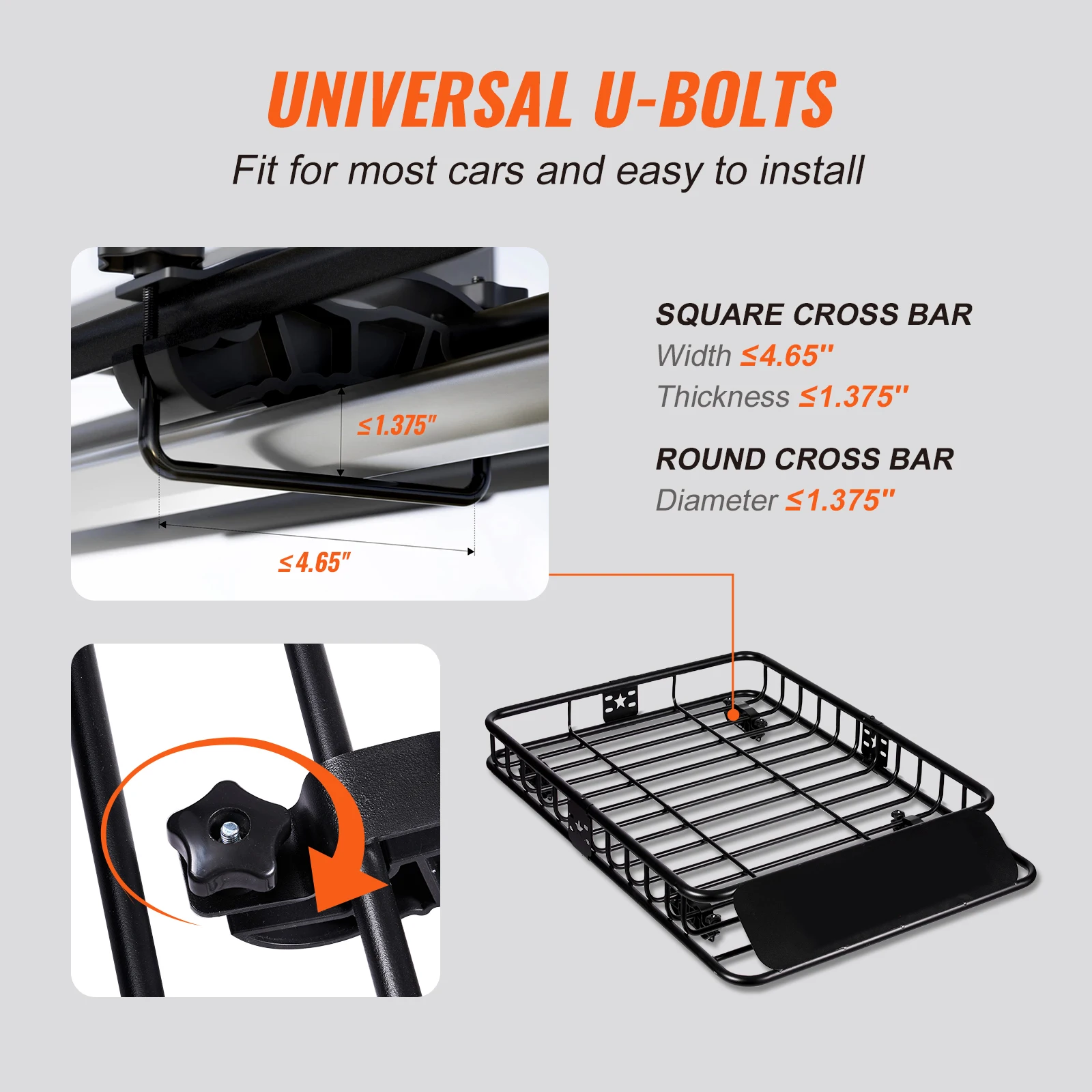 SucceBuy Roof Rack Cargo Basket 46"x36"x4.5" / 51"x36"x5" Rooftop Cargo Carrier Heavy-Duty 200LBS Capacity for SUV Truck Vehicle