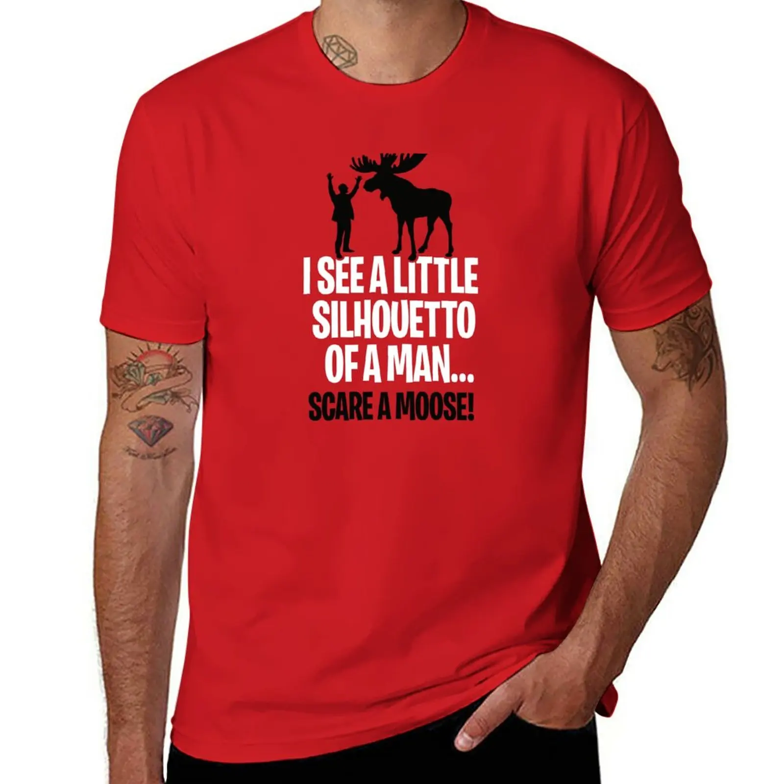 Новинка, футболка с коротким рукавом и надписью «Я вижу силуэт мужчины», напугает лосят, рок-музыка, шутка, забавная футболка, мужская одежда
