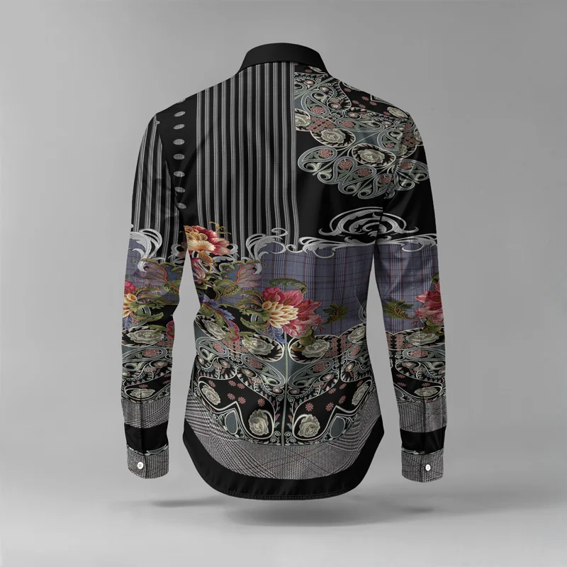 2025 Spring Summer Men Shirt Set Brand Print Fashion Printing Two Piece Set Mens Light Luxury Lightweight Party Long Sleeves_voghion.com