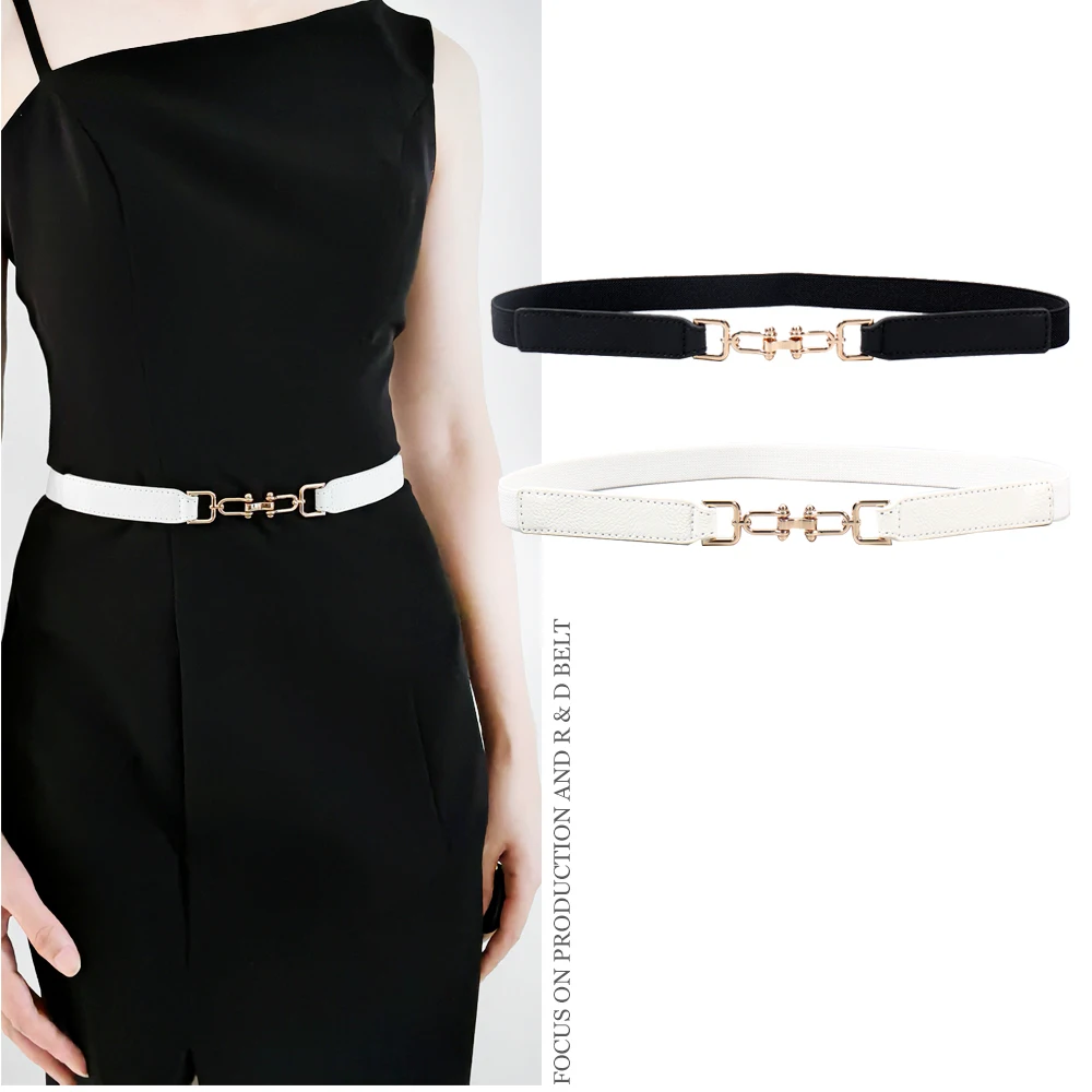 

New Fashion Women Thin Waist Belt PU Leather Elastic Waistband Adjustable Belt Wrap Buckle Dress Skirt Accessories