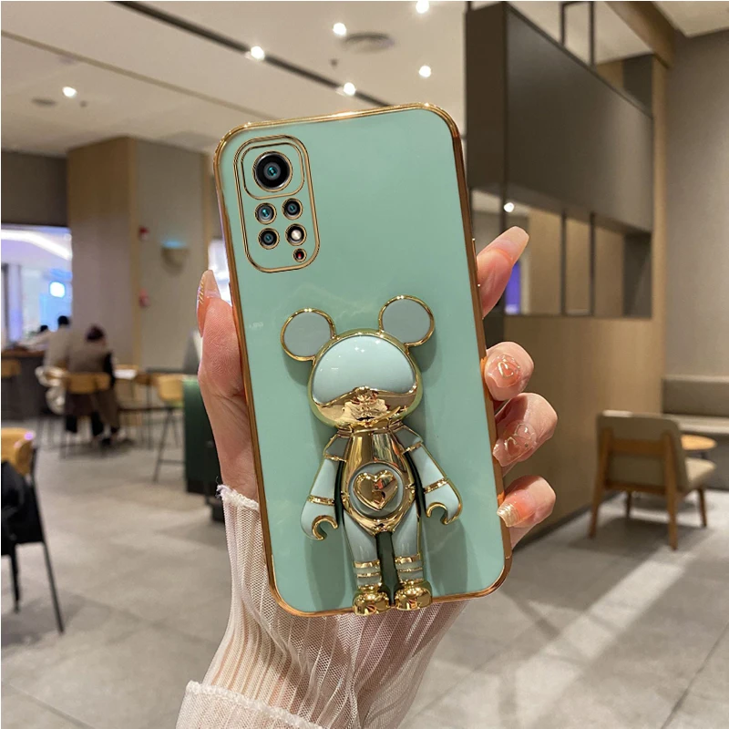Coque de téléphone plaquée ours mignon, étui pour Xiaomi Redmi Note 11 7 8 10 12 Pro Max 10s 9s 11s 9 9A_voghion.com