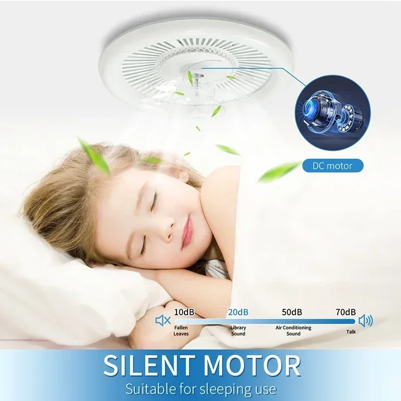 LED Decorative Lighting, Remote Control RGB Dimming, 6-Speed Speed Regulation, Low Floor Fan Light, Bedroom Living Room Ceiling