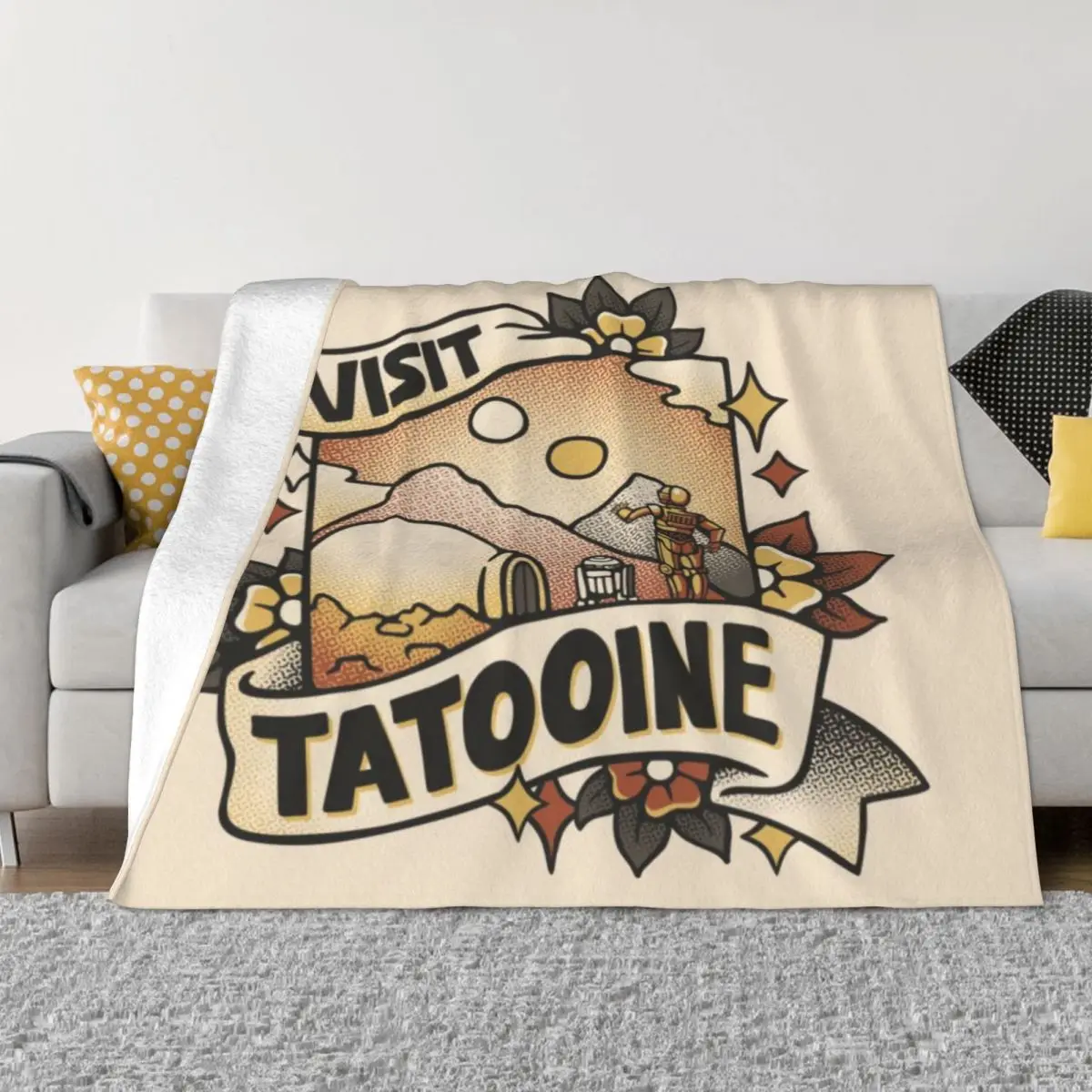 

Visit Tatooine Tattoo Soft Micro Fleece Blanket Personalized Warm For Bedroom Multi Styles