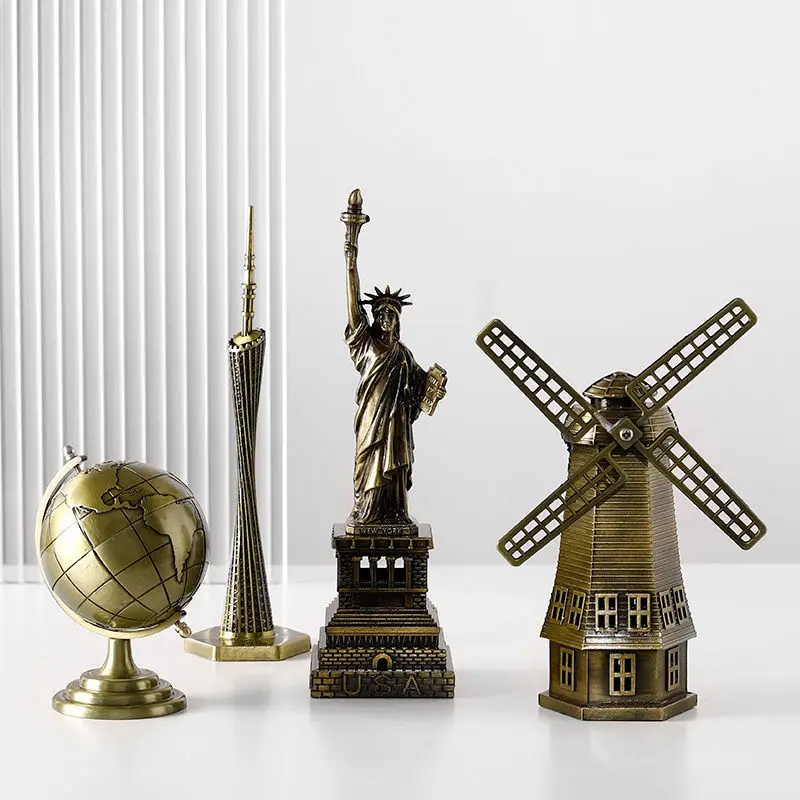 Ornament Crafts Miniature Figurines BJ02 Metal World Famous Building Architecture Model Statue Landmark Tourist Souvenir Home Office Decoration Desk Decoration