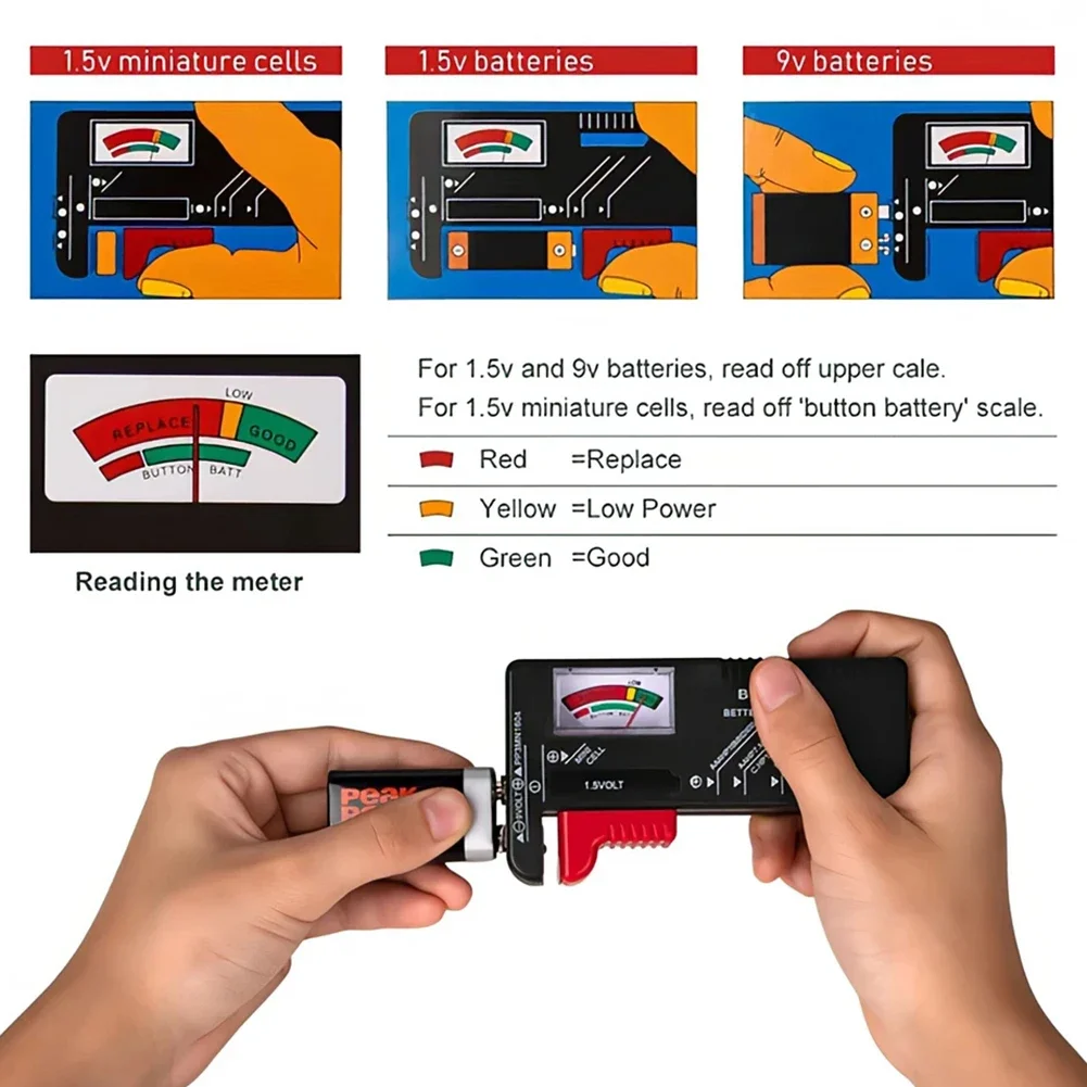 Universal Battery Tester for AA AAA C D 9V