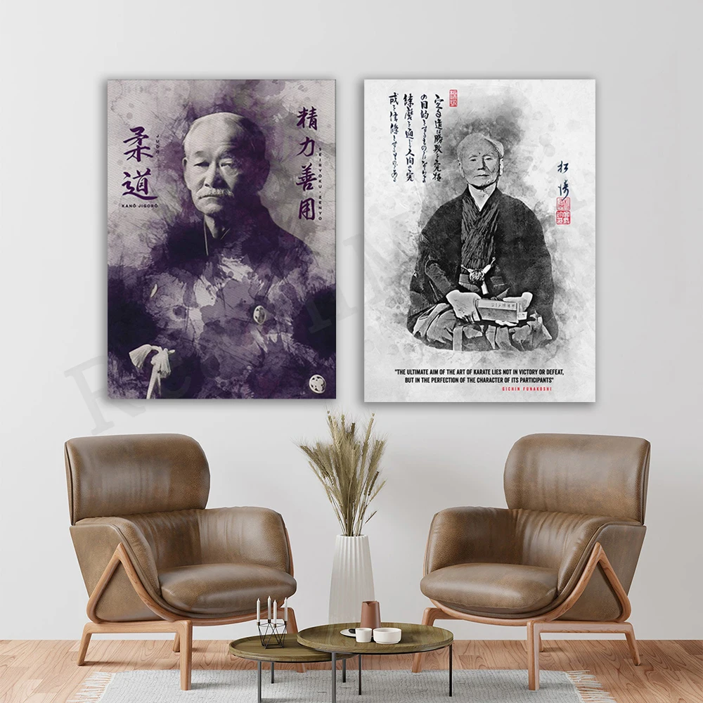

Wall Art Gichin Funakoshi Poster Shotokan Japanese Style Figure Canvas Painting For Living Room Home Decor