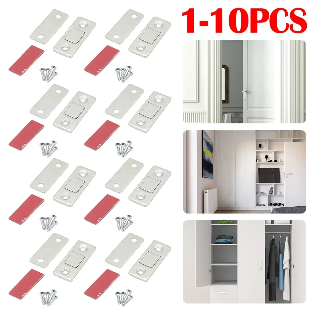 Magnetic Cabinet Catches Door Stops Magnet Invisible Soft-Catch Ultra-Thin Hidden Door Closet 1-10 Set with Screw for Furniture