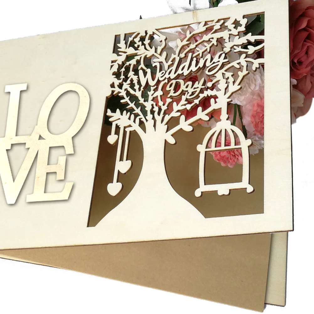 Wedding Guest Book Wooden Heart Hollow Engagement Guestbook Name Sign Board